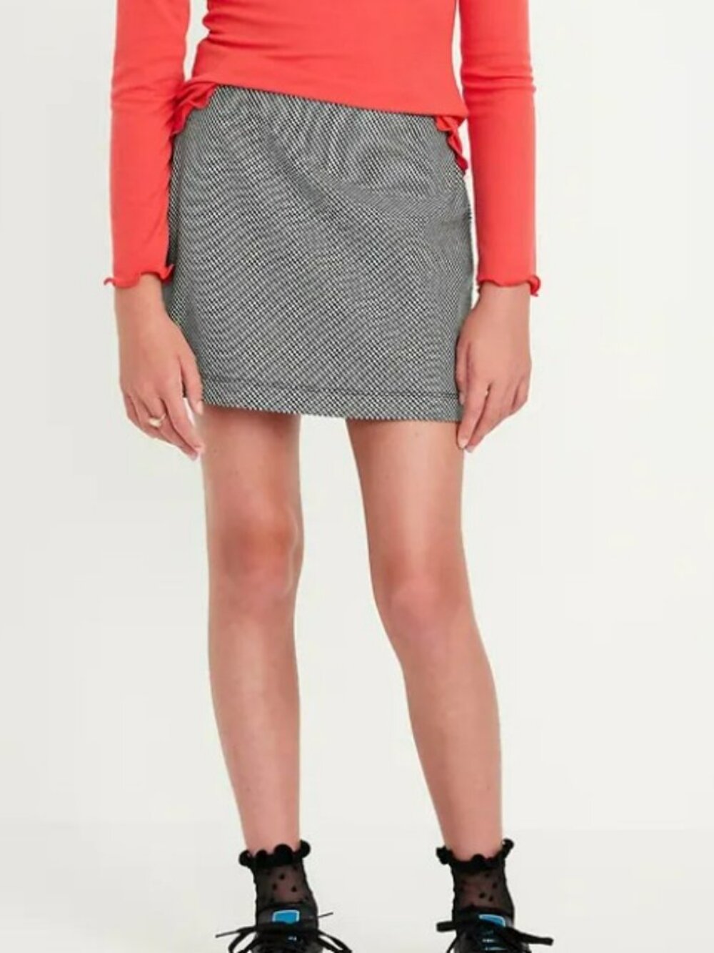 NWT. OLD NAVY Girls Black and White Houndstooth Skirt